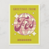 Fès Marokko Urlaub Retro grün Postkarte (Vorderseite)