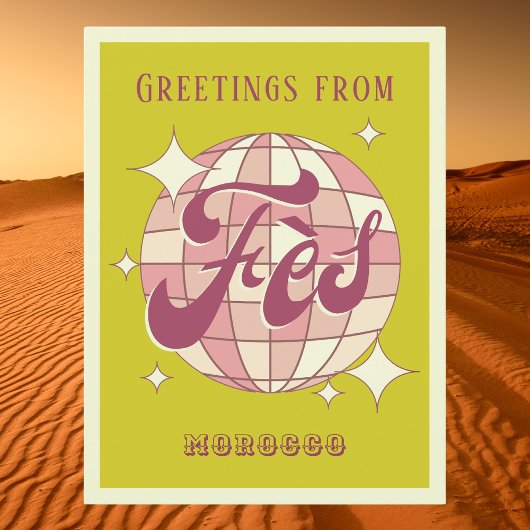 Fès Marokko Urlaub Retro grün Postkarte