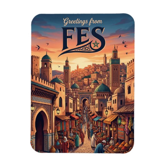 Fes Medina Marokko Magnet (Vertikal)