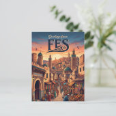 Fes Medina Marokko Postkarte (Stehend Vorderseite)
