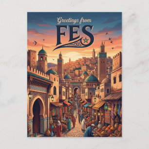 Fes Medina Marokko Postkarte