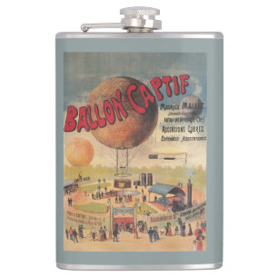 Fesselballonfahrten auf einem Ausstellungsposter Flachmann