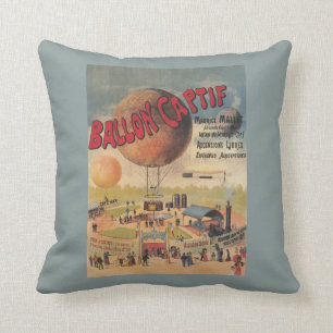 Fesselballonfahrten auf einem Ausstellungsposter Kissen