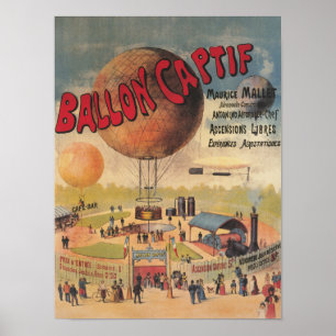 Fesselballonfahrten auf einem Ausstellungsposter Poster