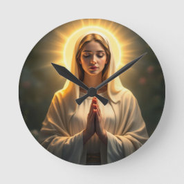 Fesselnde Aufrichtigkeit: Jungfrau Mary Gebet Runde Wanduhr