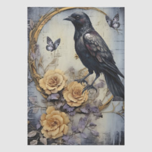 Fesselnde Fantasy-Gotik-Rabe & Floralien Seidenpapier