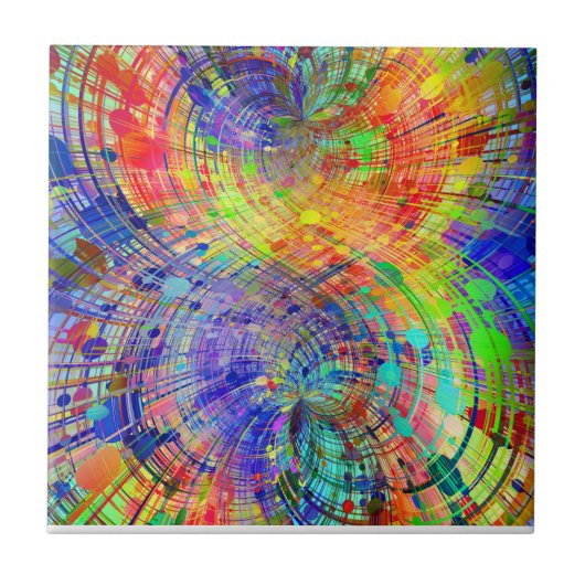 Fesselnde farbenfrohe Spiralen Fliese (Vorderseite)