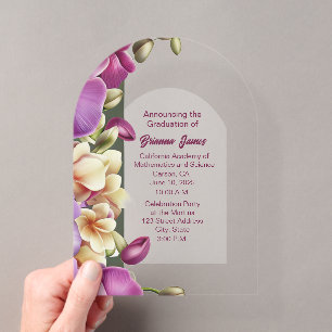 Fesselnde Orchideen Acryl-Abschluss-Einladung Acryleinladungen