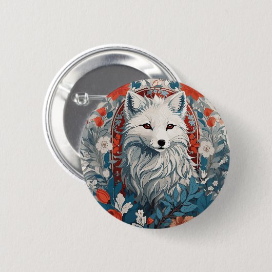 Fesselndes Arktis-Fuchs-Wildleben Button (Vorne & Hinten)