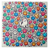 fesselndes Muster für verschiedene farbige Hunde Fliese (Vorderseite)