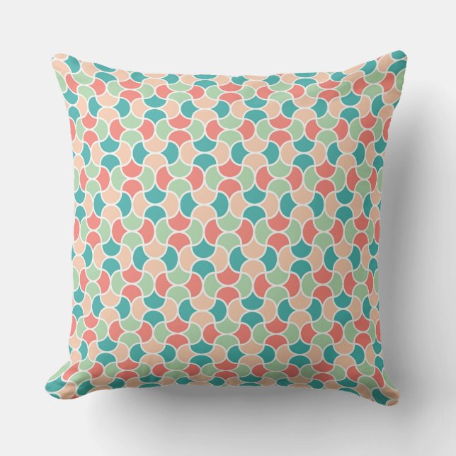 Fesselndes Retro-Geometrisches Muster Kissen (Vorderseite)