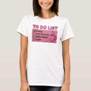 Fesselndes Rosa COFFEE SPIEL MIT KATZE Trendiges T T-Shirt