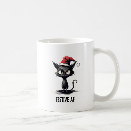 Fest AF Funny Cat Weihnachten Kaffeetasse (Rechts)
