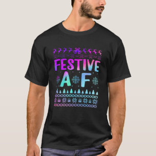 Fest AF Ugge Weihnachtsschneeflocken Rentier Leop T-Shirt