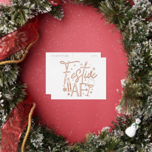 Fest AF Weihnachtsfeiertage Rose Gold Folie Einladungspostkarte