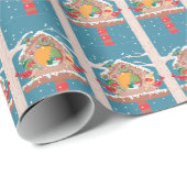 Fest-Bird-House Holiday Blue Wrapping Paper Geschenkpapier (Rolleneckpunkt)