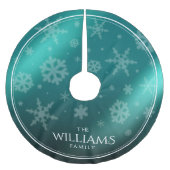 Fest Blaue Fohlen Schneeflocken Polyester Weihnachtsbaumdecke (Vorderseite)