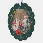 Fest-Blumenkranz-Foto Ornament Karte (Links)