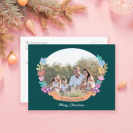 Fest Blumenreath Dunkles grünes Foto Weihnachten