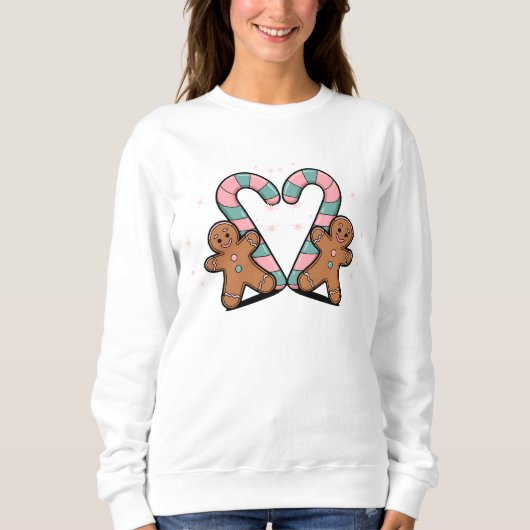 Fest Candy Cane & Gingerbrot Urlaub Sweatshirt (Vorderseite)