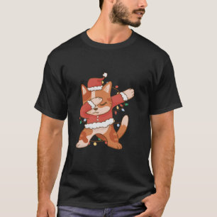 Fest Cat Dab Weihnachtsbeleuchtung Spaß T-Shirt