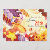 Fest der Geburtstagsparty von Candy Einladung (Vorne/Hinten)