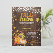Fest der Herbsternte rustikale Holzkürbis Einladung (Stehend Vorderseite)