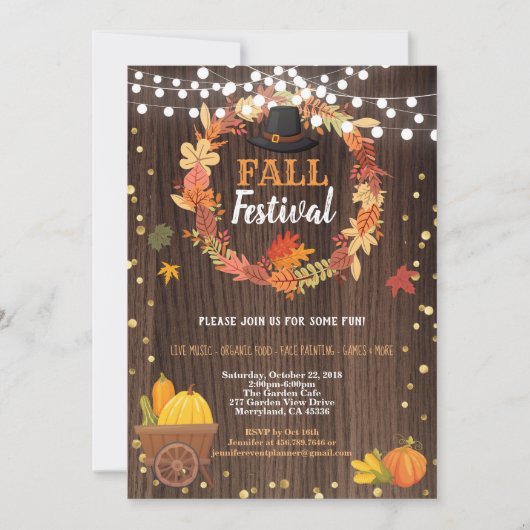 Fest der Herbsternte rustikaler Erntedank Einladung (Vorderseite)