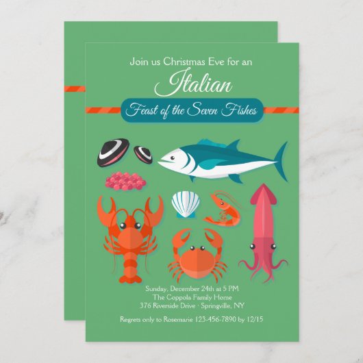 Fest der sieben Fische Einladung (Vorne/Hinten)