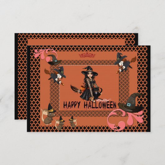 Fest der Zauberer in Halloween Einladung (Vorne/Hinten)