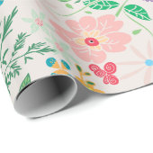 Fest farbenfrohe Blütendusche Geschenkpapier (Rolleneckpunkt)