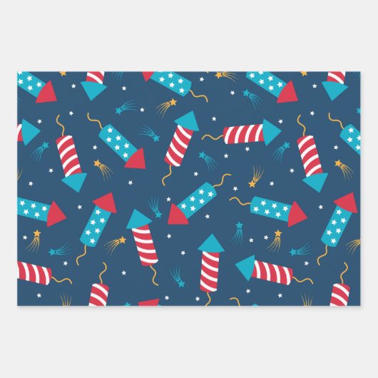 Fest-Feuerwerk Muster Wrapping Papers Geschenkpapier Set (Vorderseite)
