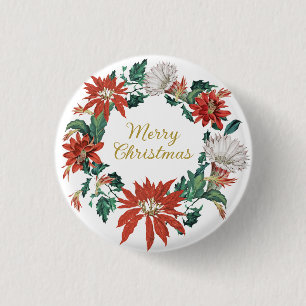 Fest Frohe Weihnachten Blumenstrauß Poinsettia Wre Button