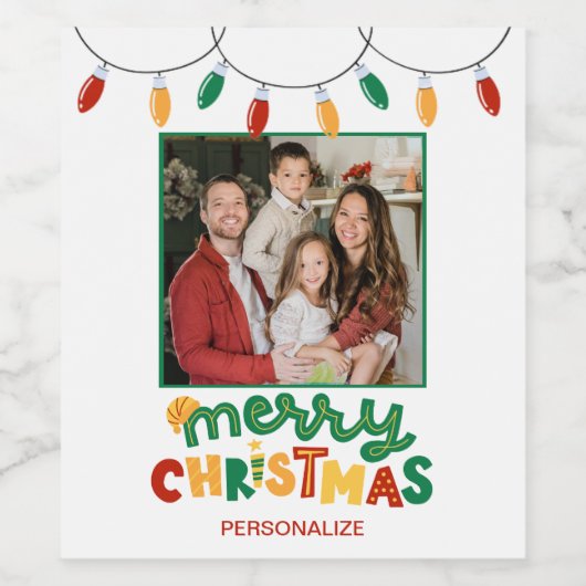 Fest Frohe Weihnachten Personalisierte Flasche Eti Weinetikett (Einzelnes Label)