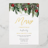 Fest Frohe Weihnachts-Party Gold Folieneinladung (Vorderseite)