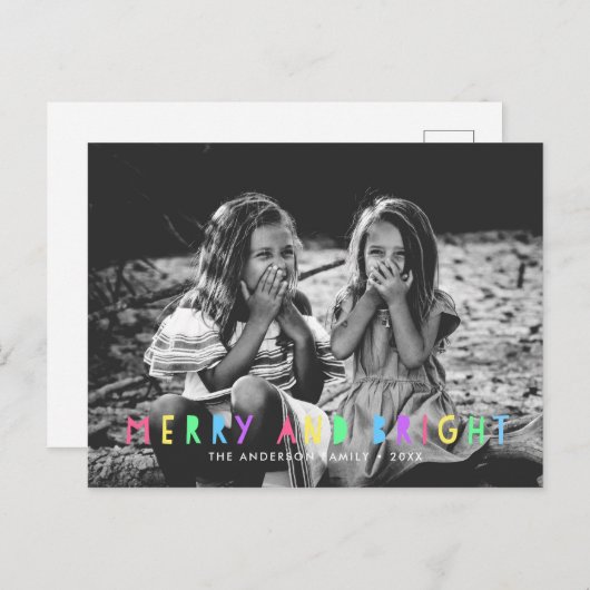 Fest fröhlich und hell Single Foto Weihnachten (Vorne/Hinten)