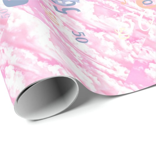 Fest Fuchsia Pink Clouds Dekoration Geschenkpapier (Rolleneckpunkt)