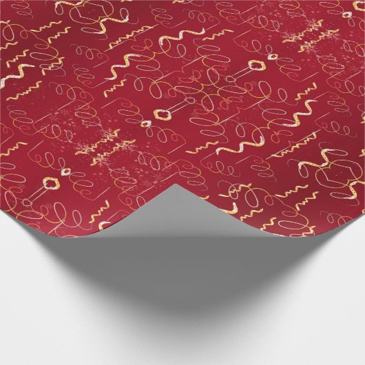 Fest Fun Party Wrapping Paper Red Geschenkpapier (Ecke)