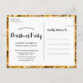 Fest funkelnde goldene Feuerwerke Einladungspostkarte (Rückseite)