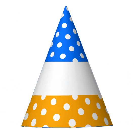 Fest gefeierte weiße Polka Punkte auf hellblauen O Partyhütchen (Vorderseite)