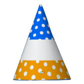 Fest gefeierte weiße Polka Punkte auf hellblauen O Partyhütchen (Rechts)
