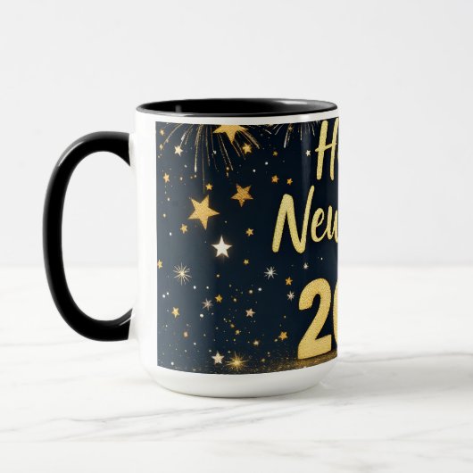 Fest Glück im neuen Jahr 2025 Tasse (Links)