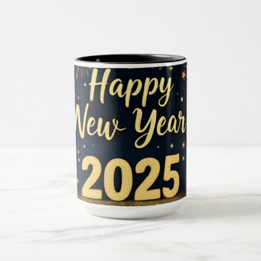 Fest Glück im neuen Jahr 2025 Tasse (Zentrum)