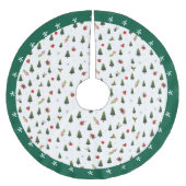 Fest Grüne Wasserfarbenen Pinienbäume Polyester Weihnachtsbaumdecke (Vorderseite)