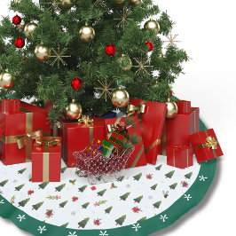 Fest Grüne Wasserfarbenen Pinienbäume Polyester Weihnachtsbaumdecke