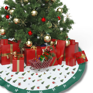 Fest Grüne Wasserfarbenen Pinienbäume Polyester Weihnachtsbaumdecke