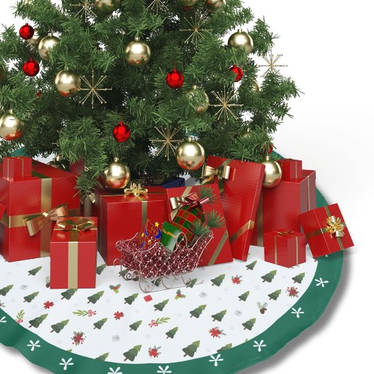 Fest Grüne Wasserfarbenen Pinienbäume Polyester Weihnachtsbaumdecke