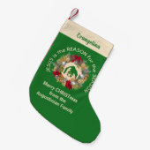 Fest grüner JESUS IST DER GRUND Kleiner Weihnachtsstrumpf (Vorderansicht (hängend))