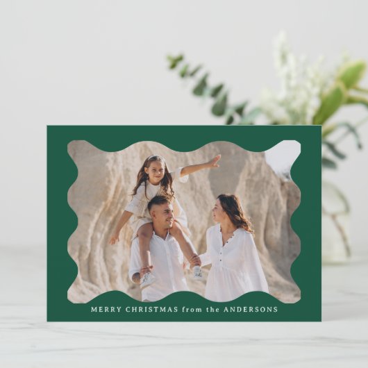 Fest grünes Retro Foto Rahmen Frohe Weihnachten (Stehend Vorderseite)