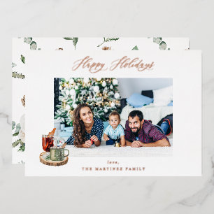 Fest-Happy Holidays Foto - White Floral Folieneinladung